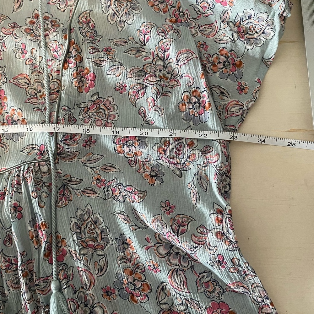 J. Jill Cornflower Blue Floral Peasant Tasseled Blouse - Picture 10 of 11